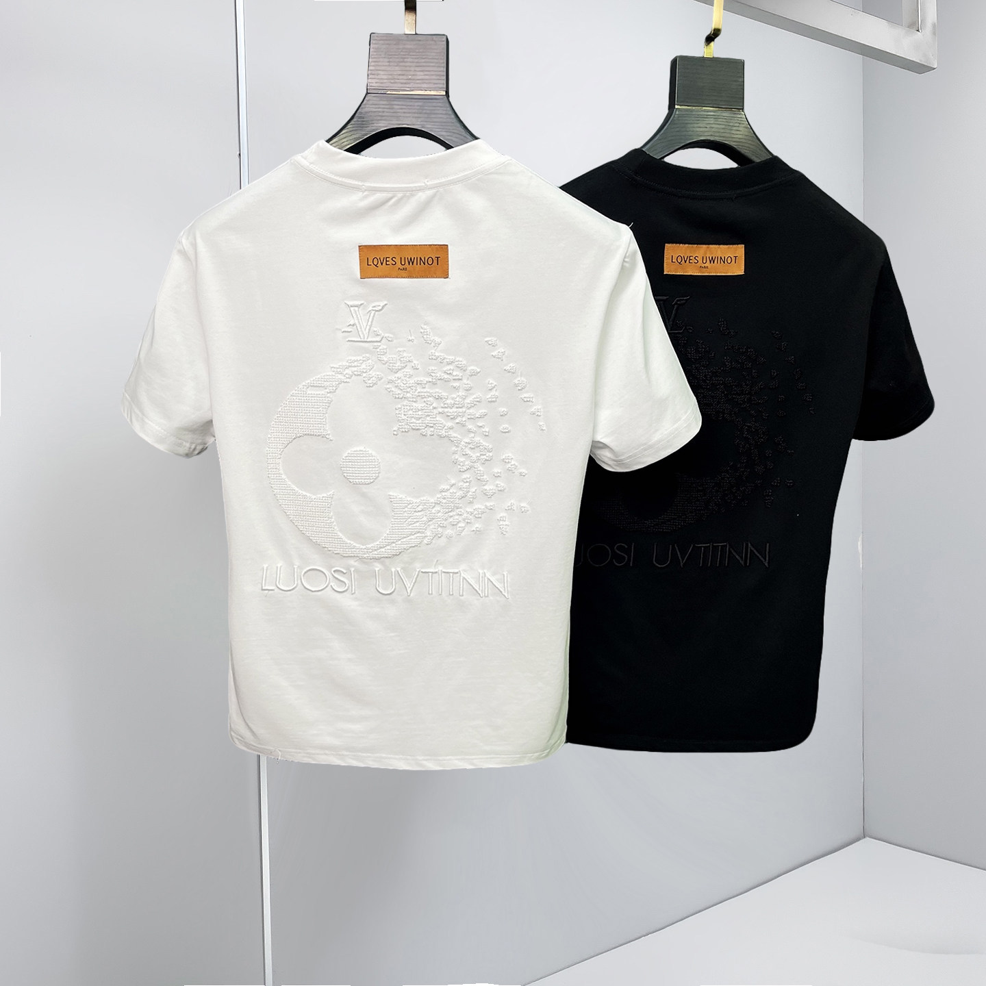 2026新款夏季男士丝光棉刺绣T恤A315-XB58P75黑沙发图，男装T恤，电商A315