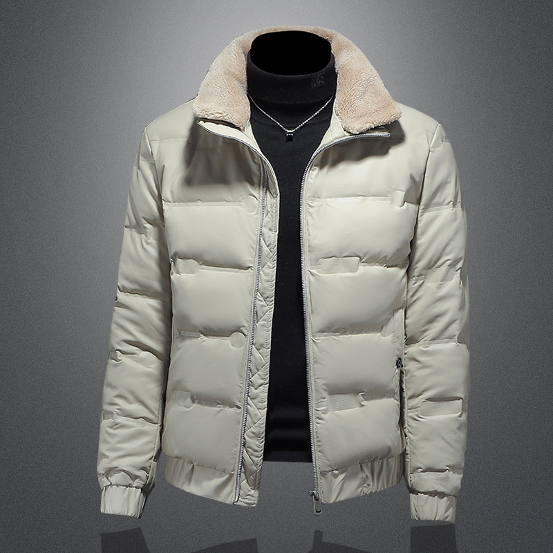2022冬季羽绒服立领毛领男士羽绒衣短款Y8918P195白3D图，男装羽绒服，电商A315