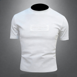 2026新款夏季男士重工艺刺绣T恤A315-XB62P853D图白，男装T恤，电商A315