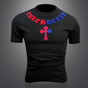 2026新款 夏季 男士丝光棉牙刷绣T恤 A315-XB50 P75 黑 3D图，男装T恤，电商A315