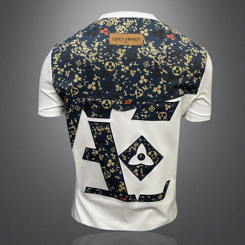 2026新款夏季男士重工艺T恤A315-XB101P75白3D图，男装T恤，电商A315