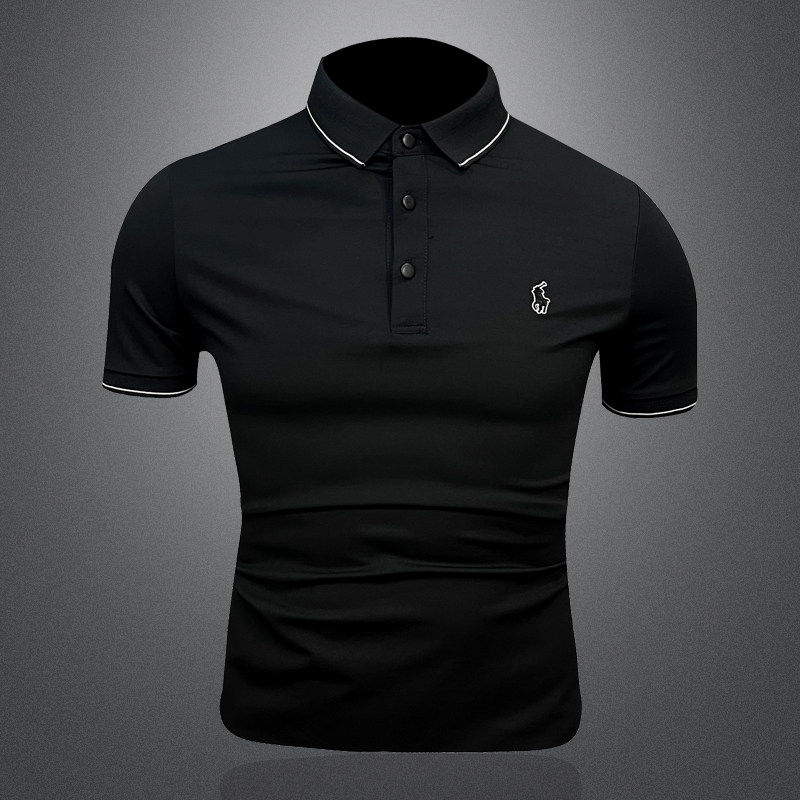 2026新款夏季男士POLO翻领T恤6215P48黑3D图，男装T恤，电商A315