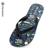 男夏季 新款 潮外穿时尚 橡胶人字拖鞋 耐磨防滑夹脚软底涂鸦沙滩拖鞋