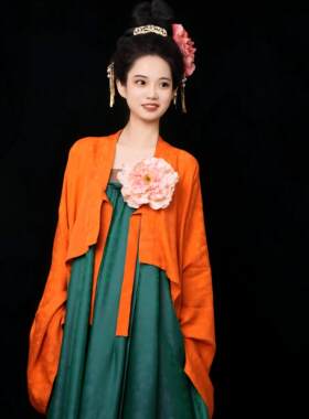 大唐明月 | 凤翥斋唐制复原款真丝花罗法门寺披衫齐胸破裙汉服