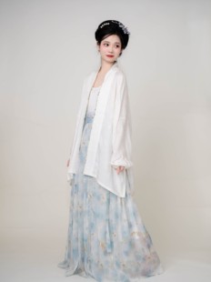 云梦泽 | 凤翥斋一片式烫金压花银丝雪纺半褶裙青绿汉服夏
