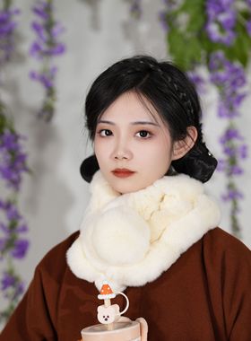 獭兔毛领围巾仿真狐狸毛磁扣围脖假领保暖百搭冬季男女配饰