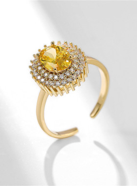 水晶食指ins高级感饰品复古戒子