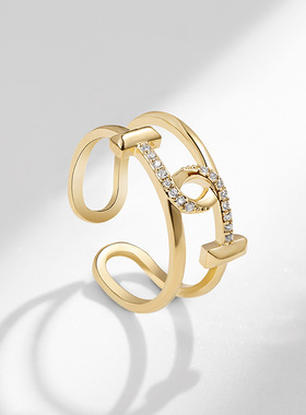 戴拉时尚双层交叉个性开口戒指