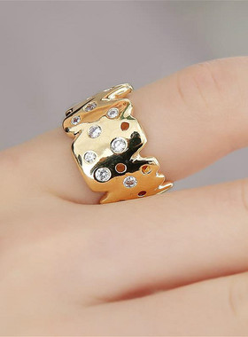 不规则小众设计ins嘻哈风戒子