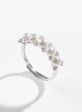 戴拉时尚925银淡水珍珠开口戒指