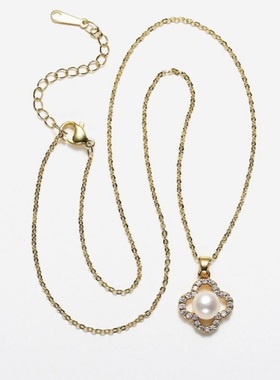 戴拉时尚四叶花天然淡水珍珠项链