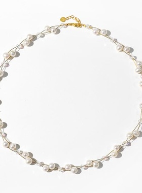 戴拉淡水珍珠项链女手链套装潮法式串珠饰品 时尚小众高级锁骨链