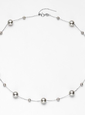 戴拉925银优雅灰色施家珍珠项链