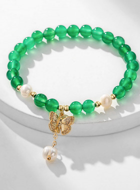 戴拉珍珠水晶手链女生简约小众设计ins闺蜜礼物 高级感复古手串