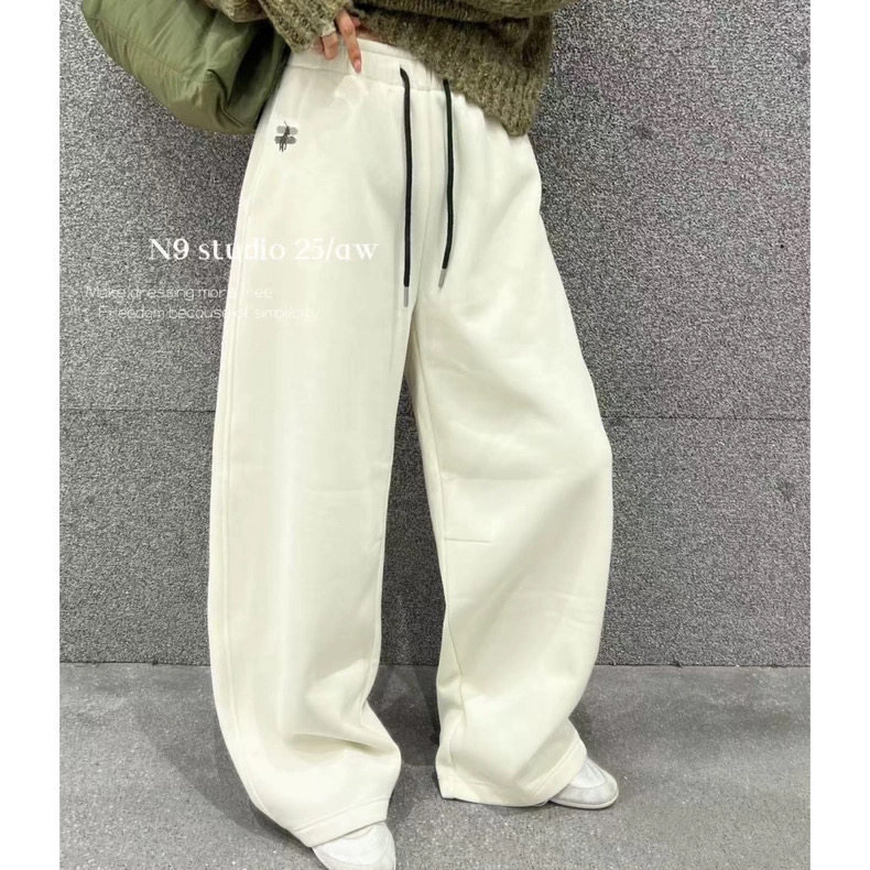 十三行冬季款加绒加厚百搭显瘦百搭卫裤阔腿裤高腰韩版休闲裤女裤