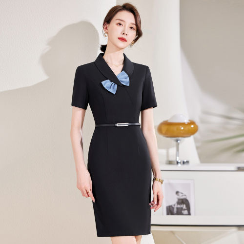 短袖连衣裙女夏收腰职业工作服
