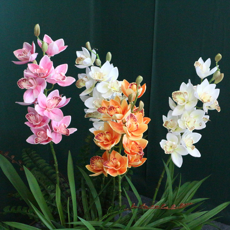 高档仿真花大惠兰线条花材兰花蕙兰夏兰剑兰紫罗兰飞燕草假花装饰