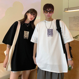 情侣装夏装老虎印花情侣短袖T恤大码宽松上衣班服G1001P30男类，男装T恤，电商A339