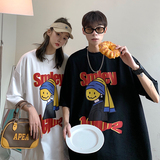 2022情侣装夏装卡通涂鸦情侣短袖大码上衣半袖G1007P38女类，男装T恤，电商A339