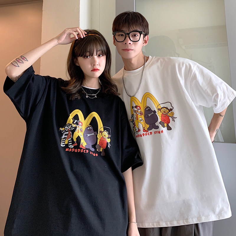情侣装夏装印花字母情侣短袖T恤宽松大码上衣G1009P30男类，男装T恤，电商A339