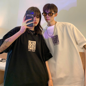 情侣装夏装老虎印花情侣短袖T恤大码宽松上衣班服G1001P30女