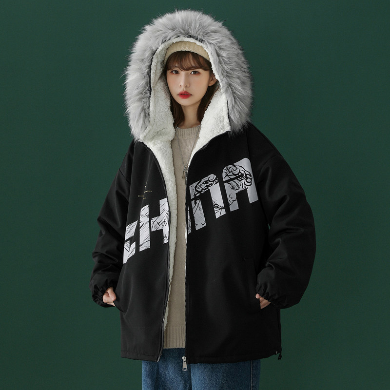 中性风冬装羊羔毛China棉衣情侣棉衣大毛领棉服男女G901P128,男装棉衣,电商A339