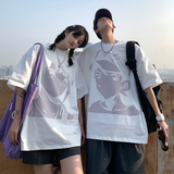 主推情侣装新品潮卡通动漫圆领情侣短袖T恤班服G1005P35女类，男装T恤，电商A339