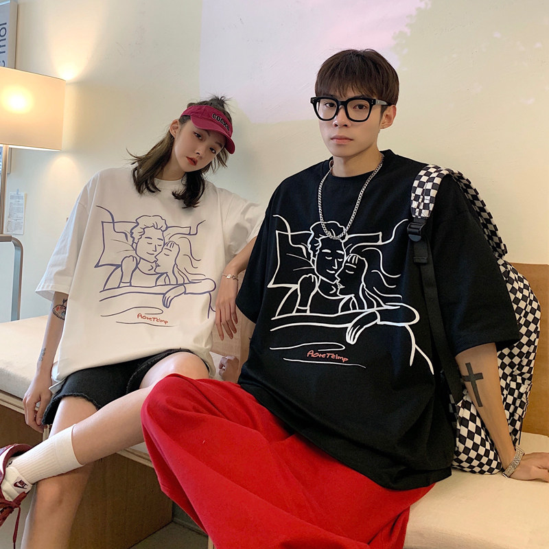 情侣装新品卡通动漫圆领情侣小清新短袖T恤大码G1006P35女类,男装T恤,电商A339