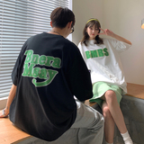 情侣装夏装字母印花情侣短袖T恤衫大码宽松上衣G1010P30女类，男装T恤，电商A339