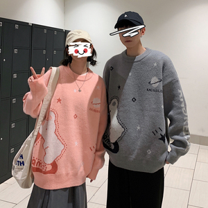 情侣装秋冬新款 小熊提花情侣毛衣针织衫外套G963 P78 控98 女类图片