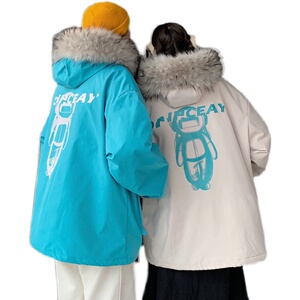 主推 情侣装冬装 加厚羊羔毛棉服太空人情侣棉衣外套 G973 P128女图片