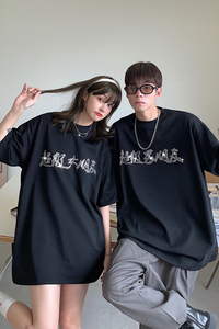 情侣装夏装 烫钻闪亮男女朋友宽松情侣短袖T恤大码G1008 P38女类图片