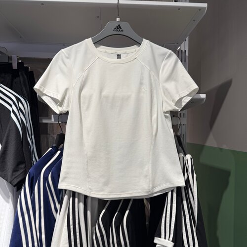 Adidas阿迪达女子26夏新款修身短袖速干透气瑜伽运动T恤 KH2648