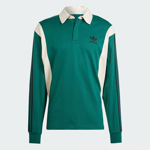 宽松运动长袖POLO衫男装adidas阿迪达斯三叶草IU0210