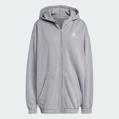 阿迪达斯2024秋季三叶草新款女子连帽卫衣运动休闲宽松透气IY8039