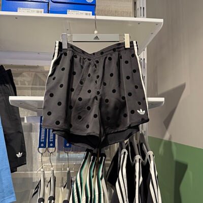 Adidas阿迪达斯三叶草女26夏新款波点条纹休闲运动透气短裤KV1172