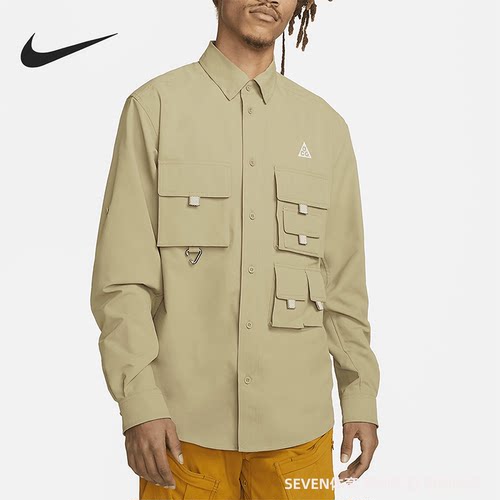 正品Nike/耐克男子新款户外休闲多口袋翻领工装衬衫外套DN3937