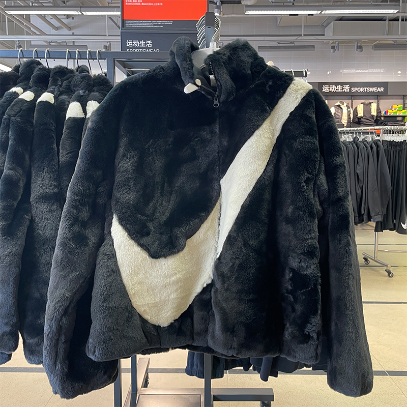 耐克女子羊羔绒外套冬毛绒夹克