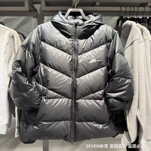 NIKE耐克男子冬季连帽保暖防风夹克刺绣logo羽绒服外套HQ7791-011
