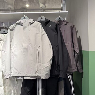 Adidas阿迪达斯外套男连帽保暖加绒防风拒水运动冲锋衣夹克KC5914