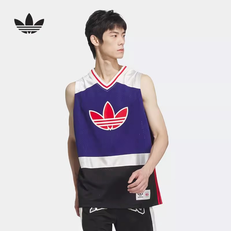 正品Adidas/阿迪达斯三叶草夏季新款男女复古无袖V领背心JD6401