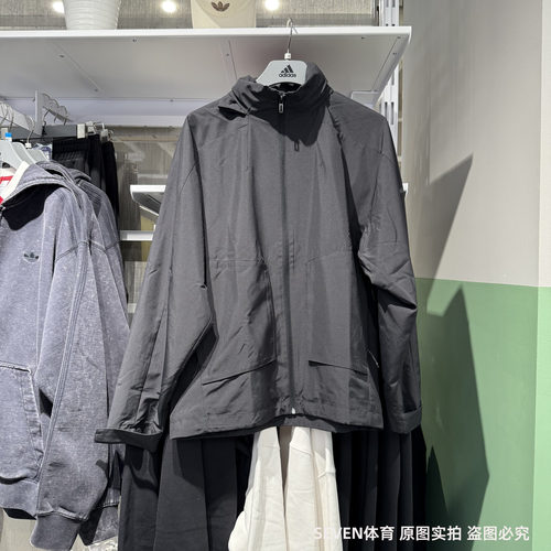 Adidas阿迪达斯外套男春秋新款户外防风休闲运动连帽夹克JL6686
