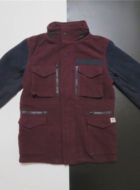 北欧街头潮牌拼色毛呢复古阿美咔叽军事风m65立领四兜bdu外套夹克