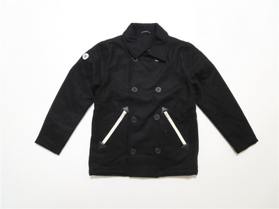 北欧丹麦街潮牌素款毛呢peacoat