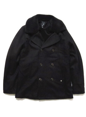 美式复古工装街头潮牌滑板外套素款纯色水手羊毛呢大衣peacoat