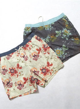 美式街头潮牌复古大花沙滩裤防水微弹运动松紧腰短裤boardshorts