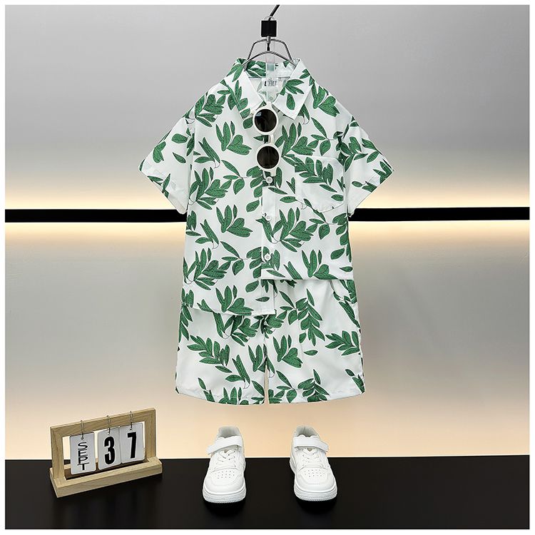 男童夏装衬衫套装夏威夷沙滩服亲子旅游穿搭宝宝衣服