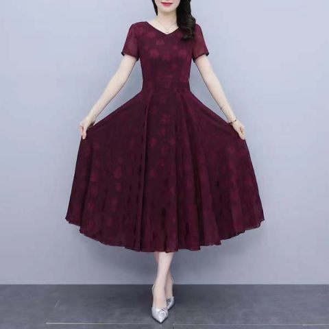 中年妈妈连衣裙2025夏季新款时尚女神范气质中长裙收腰显瘦碎花