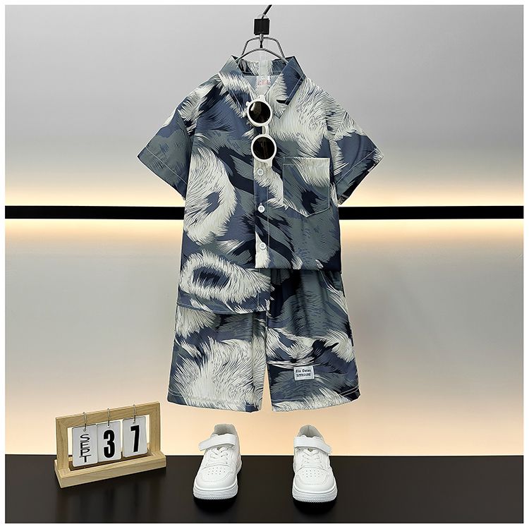 男童夏装衬衫套装夏威夷沙滩服亲子旅游穿搭宝宝衣服