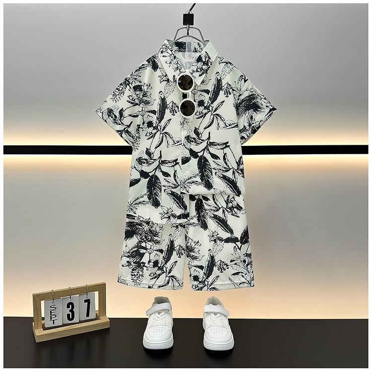 男童夏装衬衫套装夏威夷沙滩服亲子旅游穿搭宝宝衣服